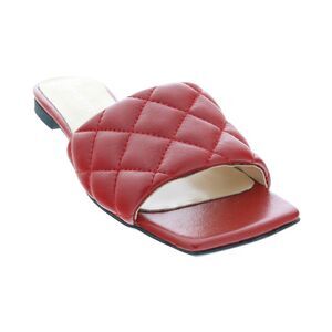Ventutto Red Quilted Flat Slide Leather Slipper